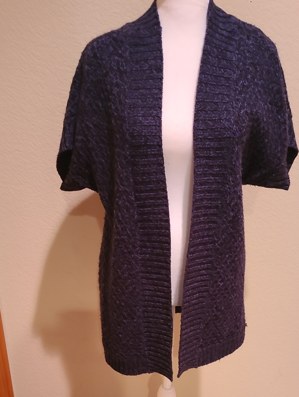 Saint John's Bay Open-Front Navy Short-Sleeve Knit Cardigan Size M